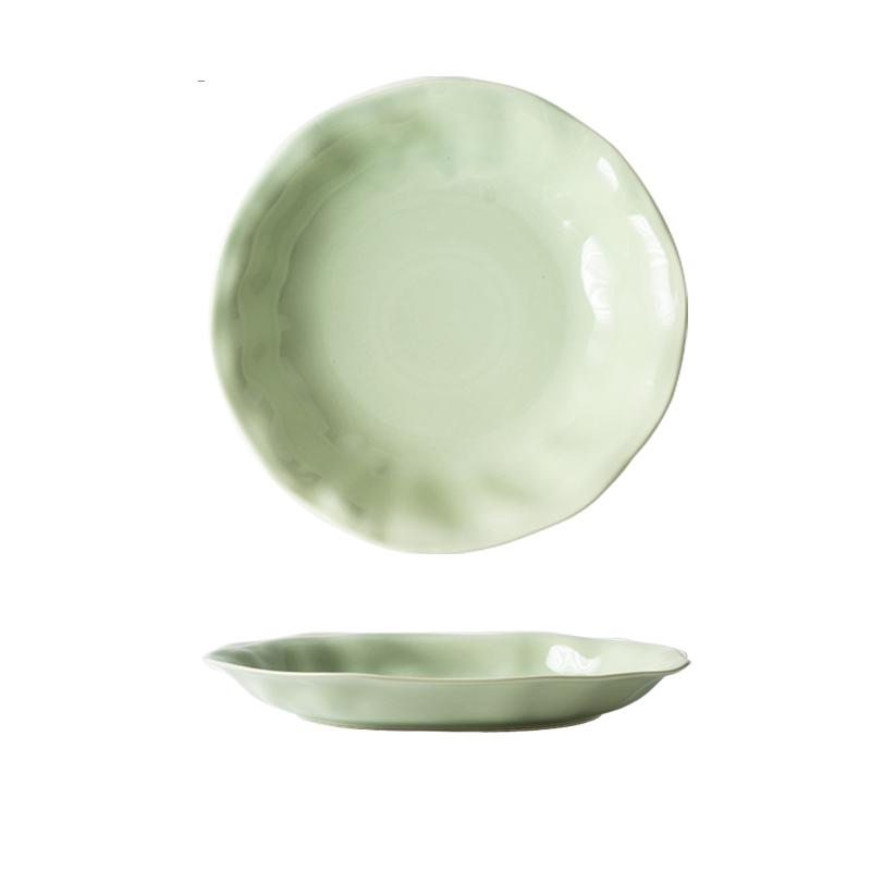 

Household 7~8 Inch Cream Wind Ceramic Plate New Underglaze Colour Deepen Vegetables Salad Tableware Chinese Simple White Dish 7 inches зелений
