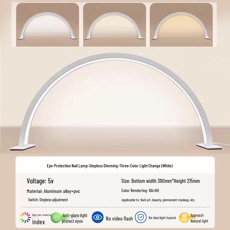 Portable U-shaped LED Beauty Light for Manicure & Eyelash - Eye-Protective, Adjustable Desktop Lamp
