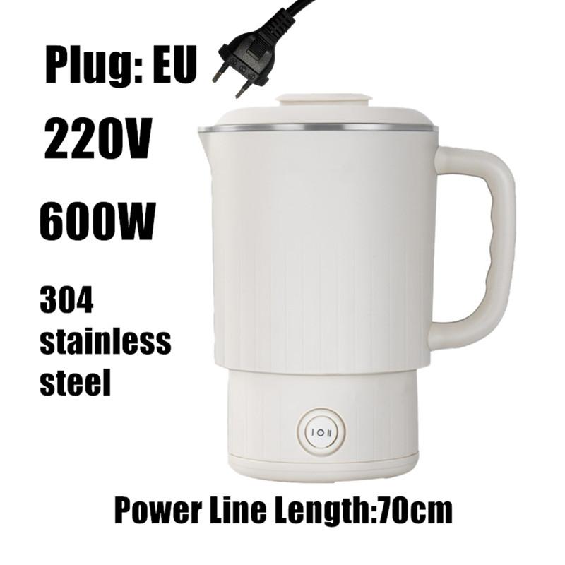 

220 В 0,6 л Мини складной чайник Портативный водонагреватель 600 Вт Силиконовый компрессионный электрический чайник Домашний чайник Удобный для путешествий EU белый