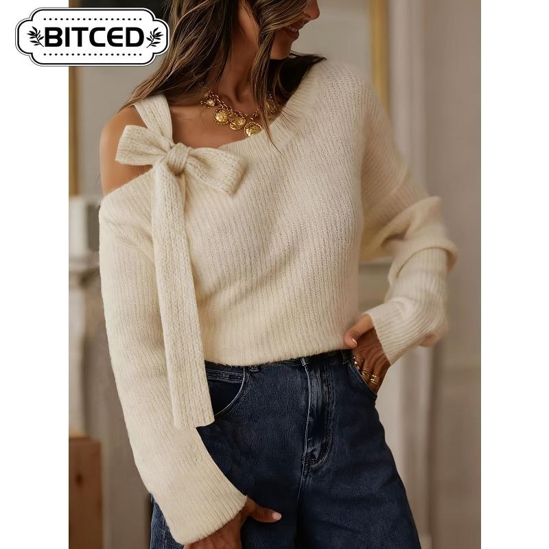 BITCED Damenmode, lässig, einfarbig, Druck, Herbst, Winter, lange Ärmel, lose Pullover