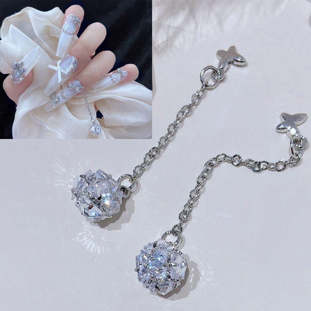 

Metal Silver Chain 3D Bow Fashion Nail Decorations DIY Manicure