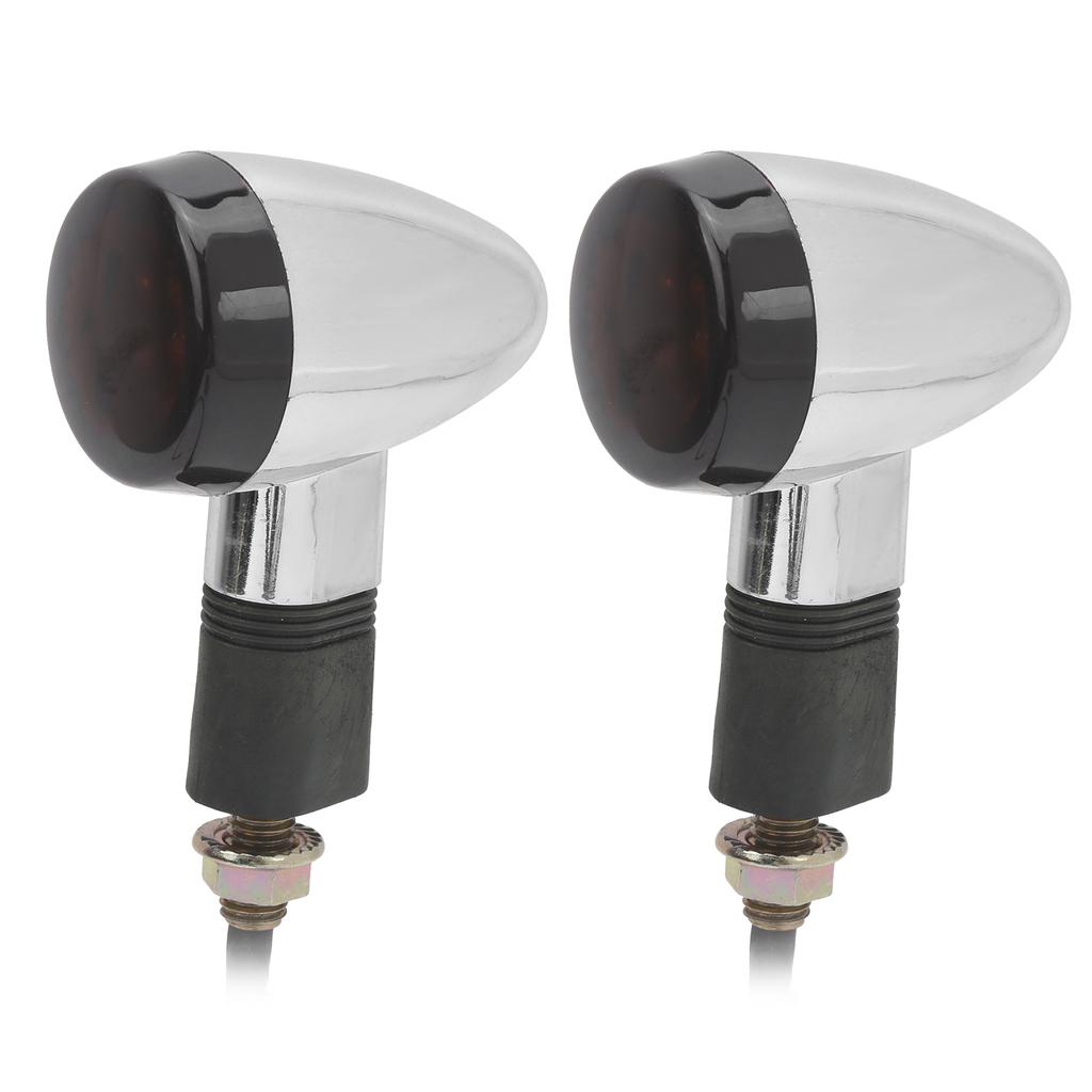 2pcs Universal Motorcycle Turn Signal Lamp Yellow Light High Visibility 12V 10mm 0.4in ThreadWhite