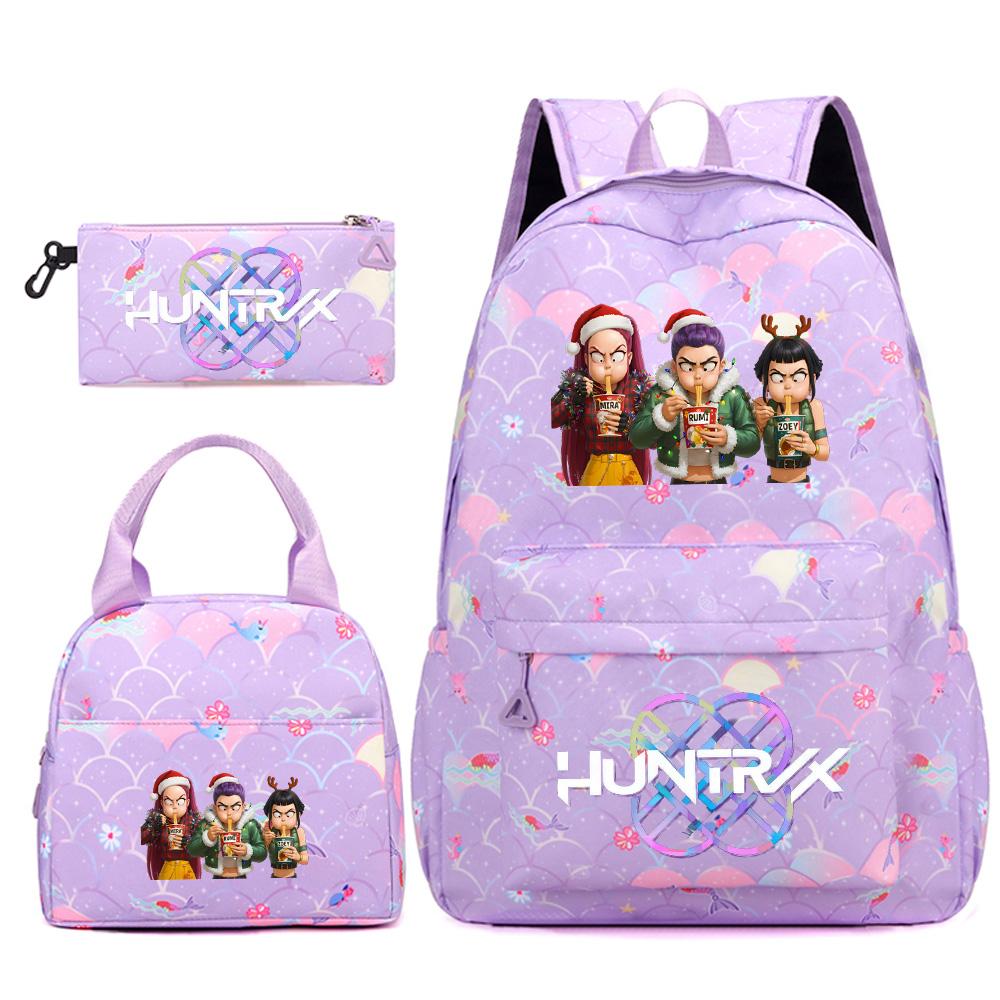 3Pcs/set Christmas Kpop Printed Backpack Handbag Pencil Case for Teenger Student Girl Boy Schoolbag Kid Bookbag Large Capacity Travel Bag Kid Gift