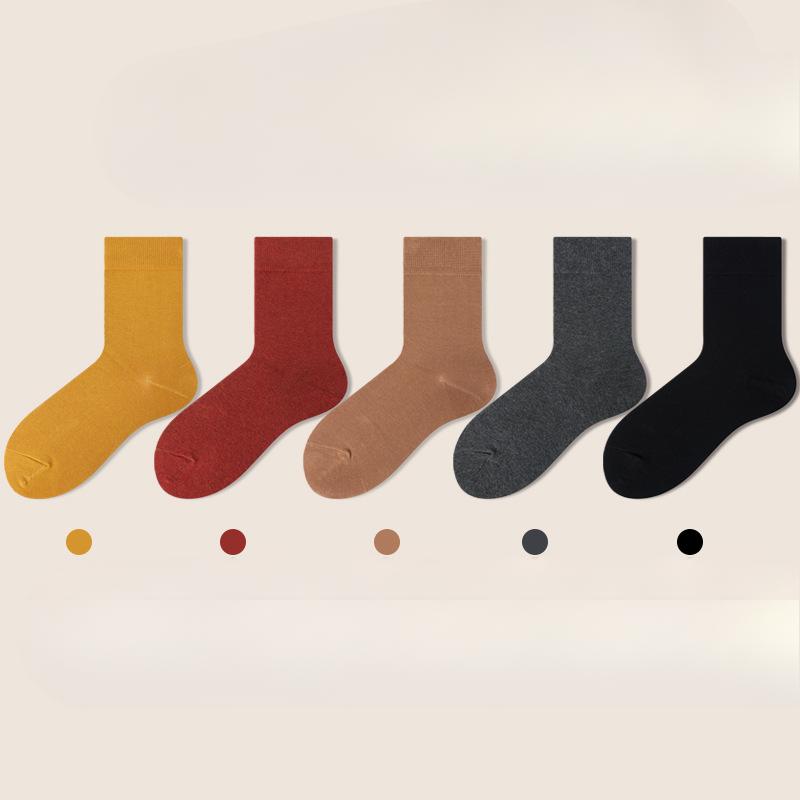 5 Pairs of Ladies Spring and Autumn Pure Cotton Boneless Tube Cotton Socks