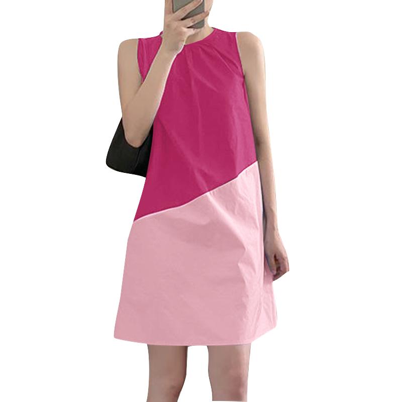 ZANZEA Rochie de damă casual cu guler rotund, fără mâneci, model maieu