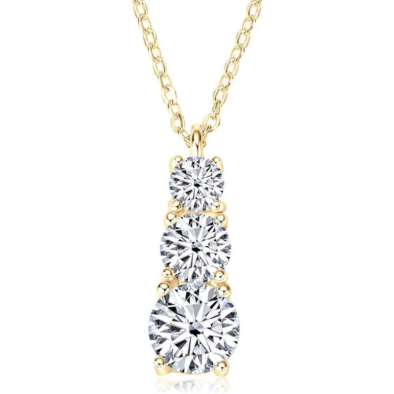 Sansheng Stone Light Luxury Necklace Female Pendant Inlaid with Synthetic Zircon Advanced Sense Personality Fairy Wind Clavicle Chain Item Jewelry