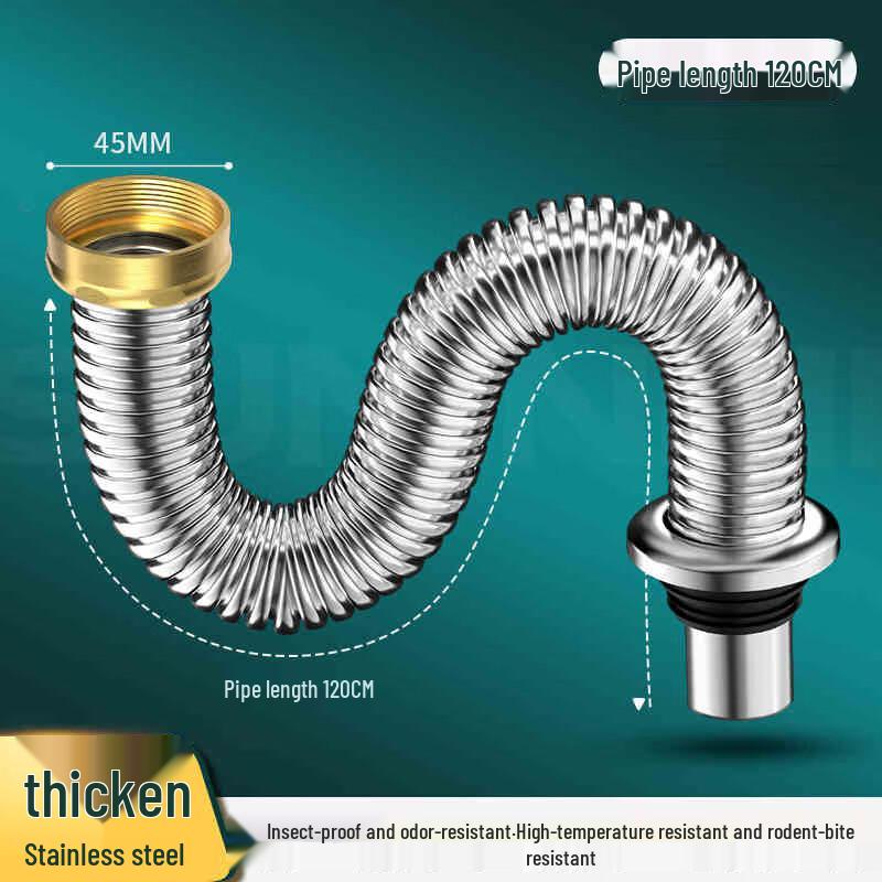 BUFAN 304 Stainless Steel Kitchen Sink Drain Pipe