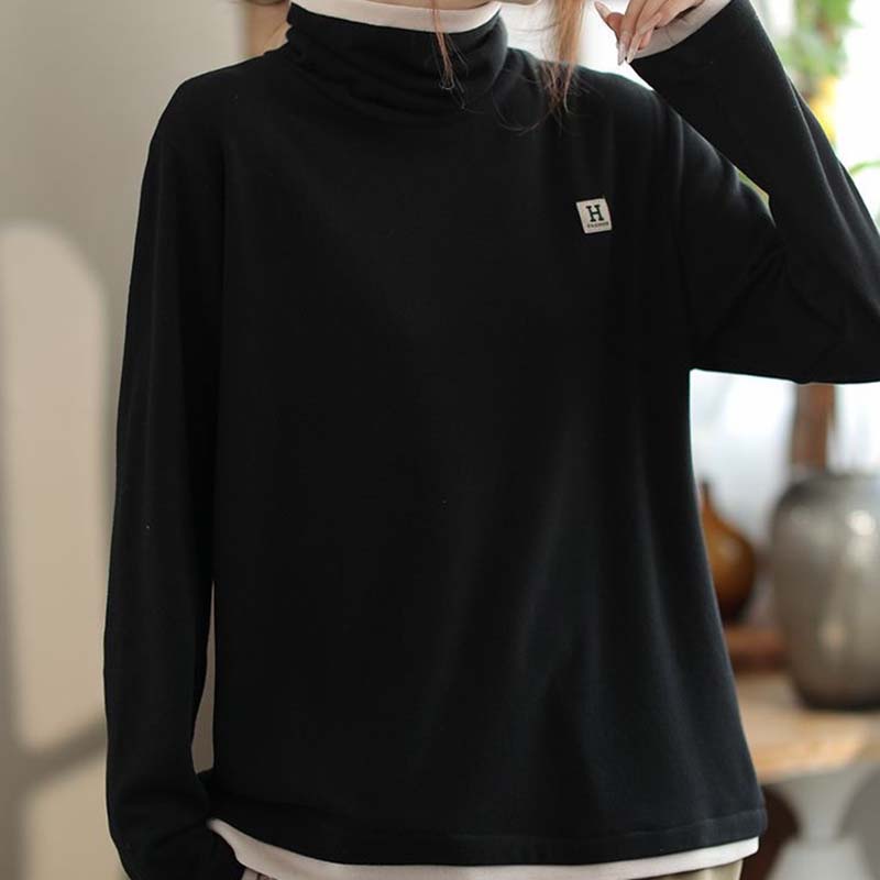 Sweatshirt for Women Autumn Winter Half-high Collar Thickened Warm Stretchy Long Sleeve Oversize Tops