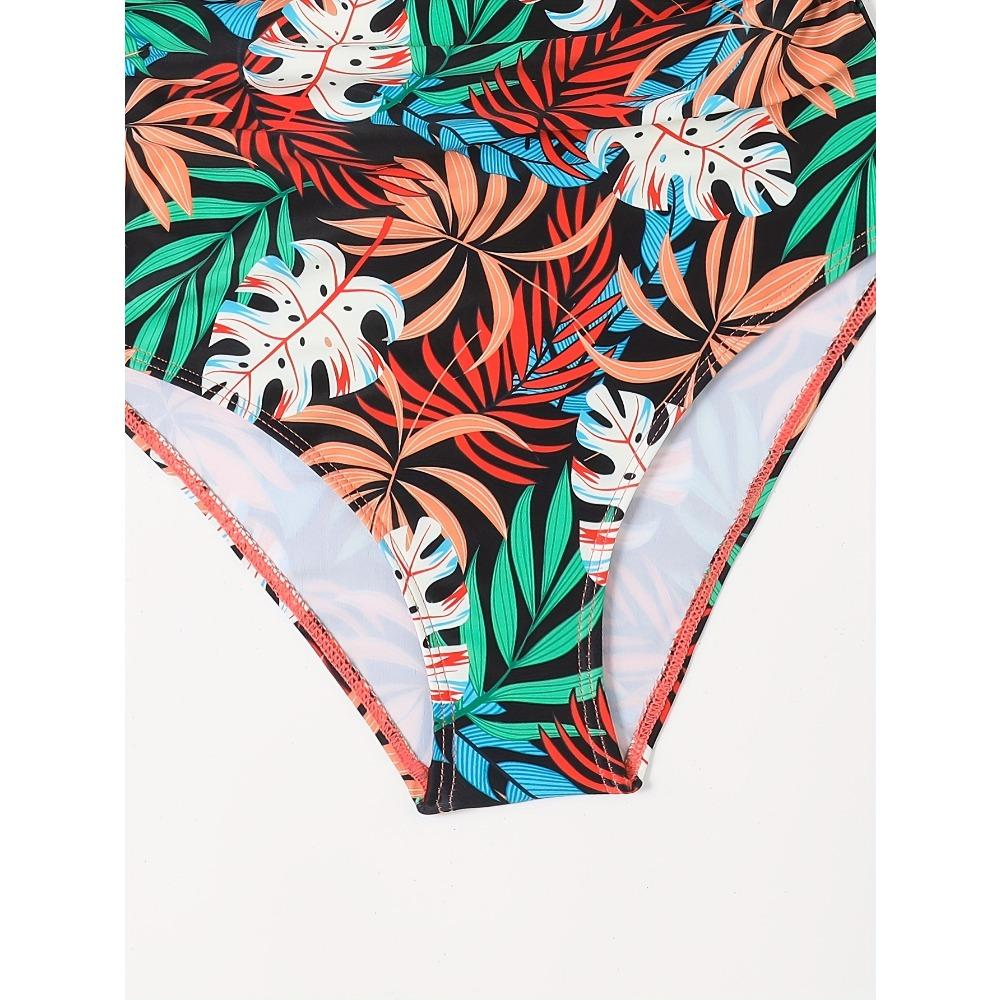 Solid Color Sexy One-piece Swimsuit, Halter V Neck Tummy Control High Cut Bathing Suits, Women's Swimwear & Clothing