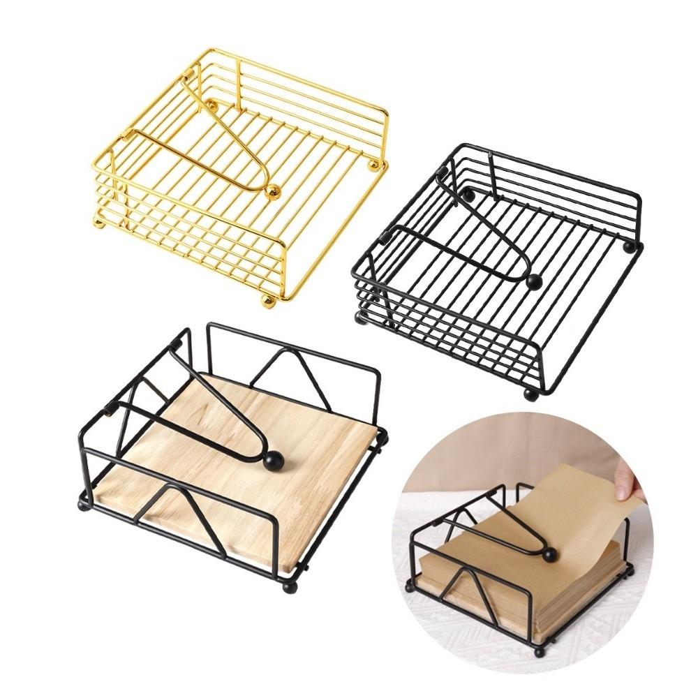 New Wood Base Iron Napkin Holder Modern Style Stable Countertop Napkin Organizer Napkin Organizer Table Decoration
