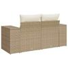 Vidaxl Garden Sofa With Cushions, 2-Seater, Beige, Poly Rattan