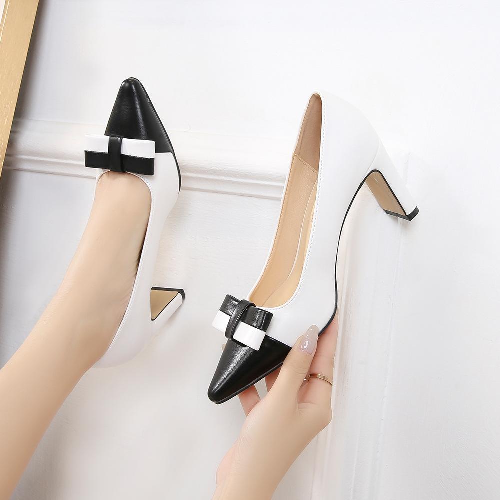 

Temperament high-end lady shoes small high heels single shoes women s middle heel new spring and summer versatile pointed shallow mouth high heels 35