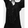 Export H Home Stylish Fashion Long Sleeve Ruffles Special-Interest Design Hepburn Black Elegance Beautiful Casual Dress
