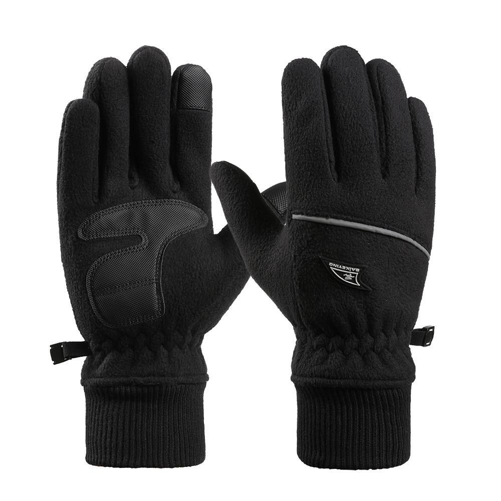 Warm Gloves for Men Thickened Windproof Waterproof and Fleece Outdoor Driving and Cycling Sports Autumn and Winter Fleece Gloves
