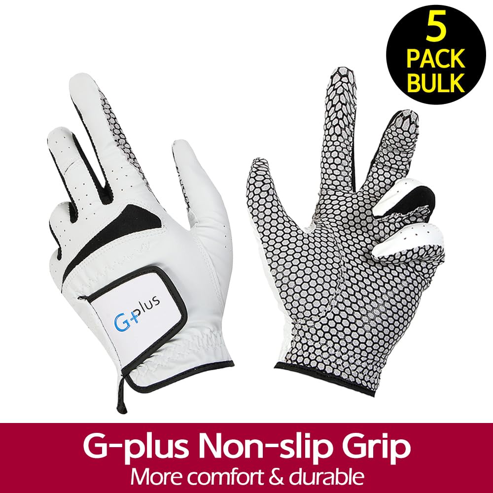Golf Glove Set of 5 White G-plus (M(23), (Black-line))