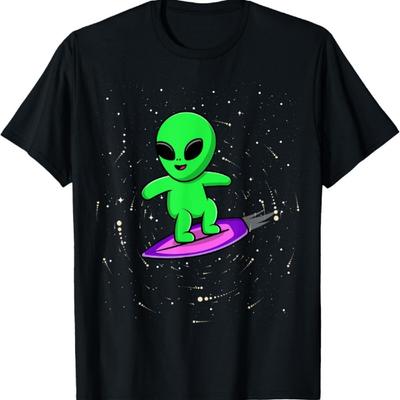 Galaktisk Äventyr Utomjording Raket Grafiska T-shirts Rymdutforskare T-shirt