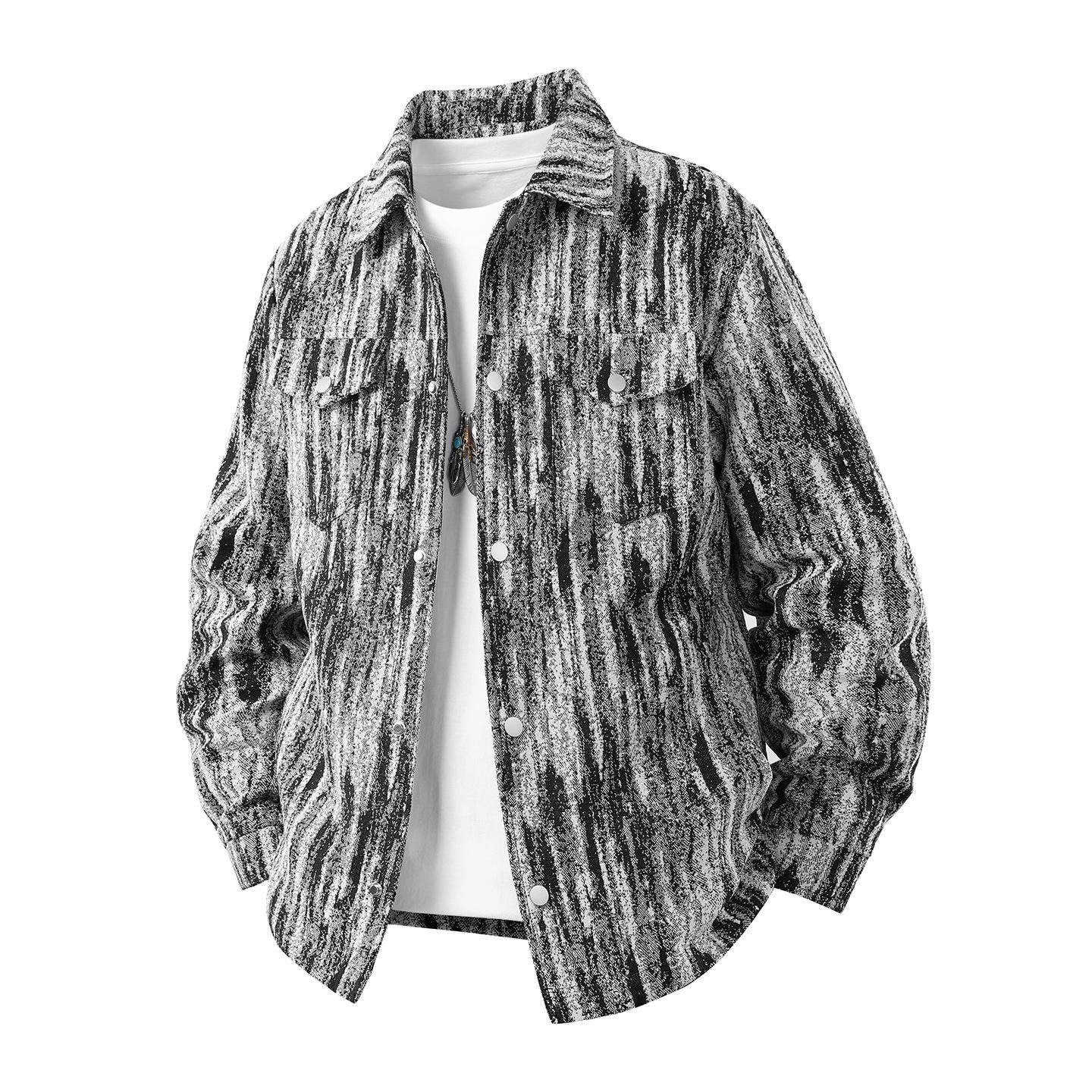 

Куртка мужская весенне-осенняя новая с цветовой блокировкой шерстяная куртка уличный трендовый бренд молодежная M чёрный