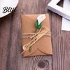 Romantic Sunflower Rose Greeting Cards 5Pcs DIY Dried Flower Cards, Handmade Note with Artificial Flowers, Jute Twine Personalized Message Flowers