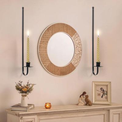 2 Pcs Metal Candle Holder Wall Decor Candle Sconce Holder Modern Wall Mount Tapered Candles Holders for Fireplace Living Room Farmhouse