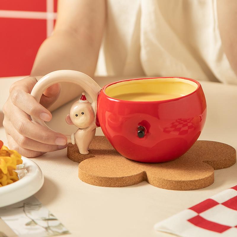 Personalisierte Keramiktasse Wasserbecher Milchbecher Apfel kreativ Geschenk Tasse Heimgebrauch hoher Wert Liebe niedlich