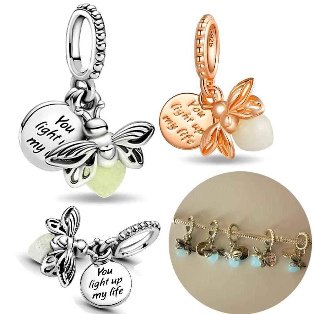 Charm Bead Charms Copper Authentic Sparkling Luminous Firefly Pendant Compatible With Womens Bracelets Necklaces Diy Bead Making Jewellery Gift