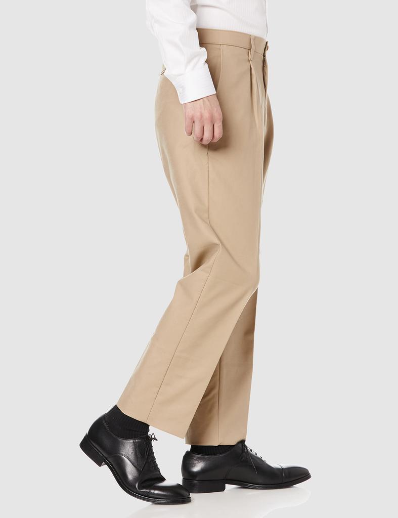 Konaka VICTORY ROAD Casual Pants, Men's, VR912912C-33, Beige x Solid, W88, Cotton Pants, Stretch Material, All-Season Wear, Solid Color