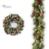 Durable Festive Garland Christmas Wreath with Light Frosted Artificial Berries And Pine Frost Branch Decoration Cones for Front Door Window