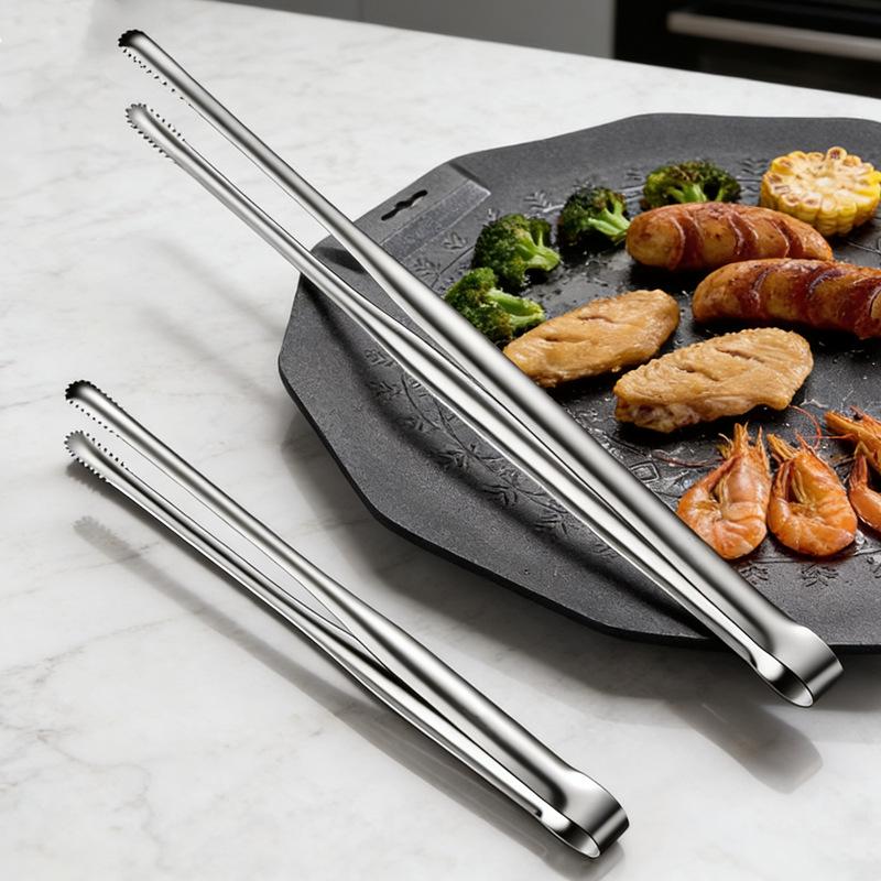 Korean & Japanese Style 304 Stainless Steel Chopstick & Steak Tongs with Teeth