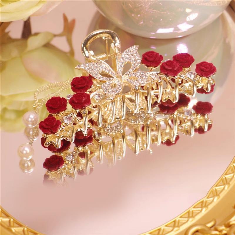 Light Luxury  Bell Orchid Tassel Hair Clip Flowers Rose Butterfly Claw Clip Shark Hair Claw Barrette Hair Accessories