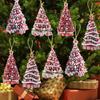 Christmas Tree Pendant Flat Hanging Ornaments Acrylic Gifts Pendant DIY Glitter Colorful Decorations Xmas Indoor Party Decor