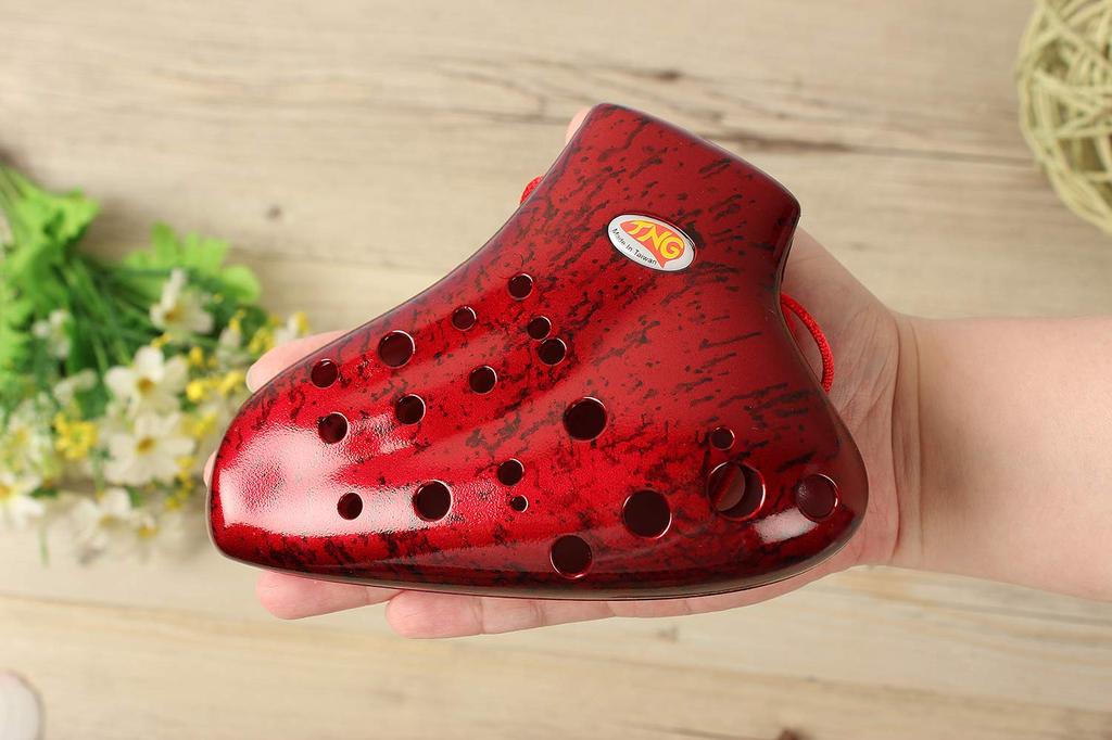 TNG Ocarina Instrument Plastic AC Ocarina Tube Playing Resin Fingering Chart Included [12 Holes/Triple/Alto/C Key] (Red)