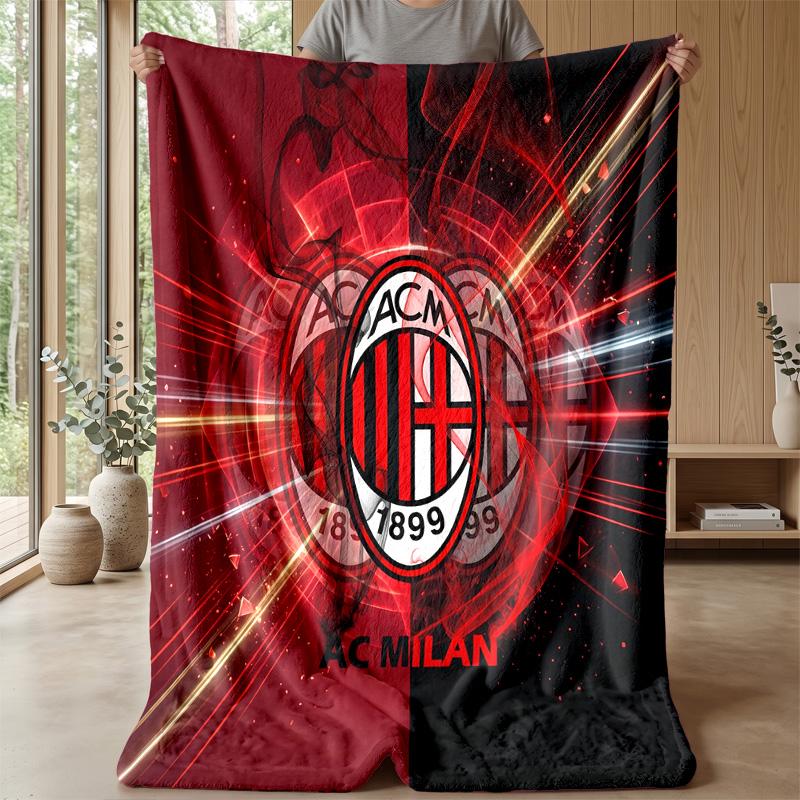 AC Milan Theme Blanket Soft Flannel Blanket Plush Throw Blanket Cozy Sofa Bed Blanket for Home Decor