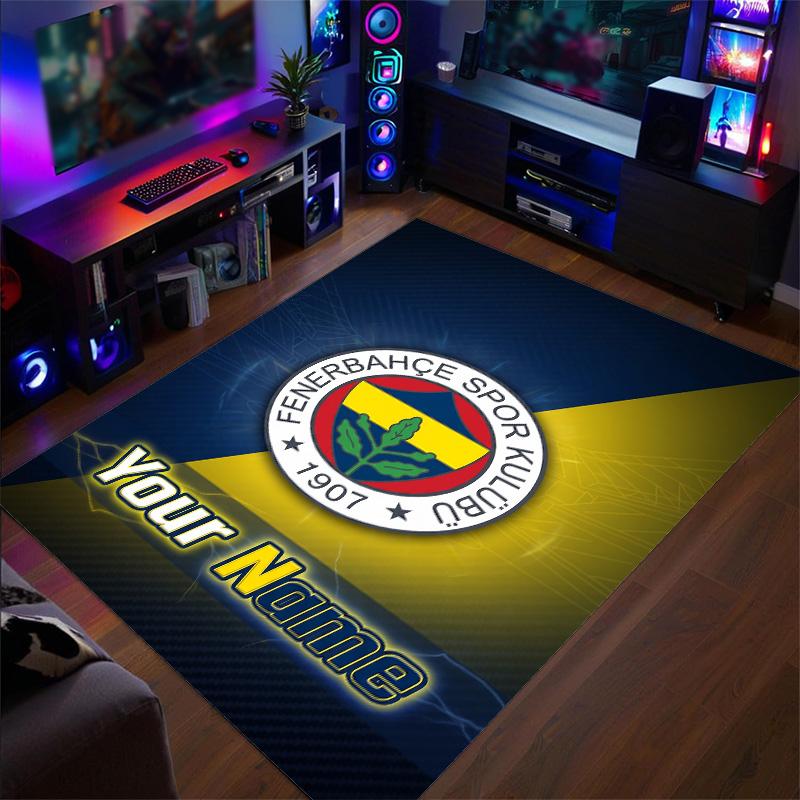 Crystal Velvet Rug Fenerbahçe FC Print Custom Name Text Floor Mat Home Decor
