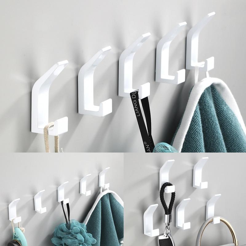 Double Hook Black White Towel Hook For Bathroom Clothes Hook For Bedroom Robe Hook Coat Hook For Livingroom Kitchen Accessories