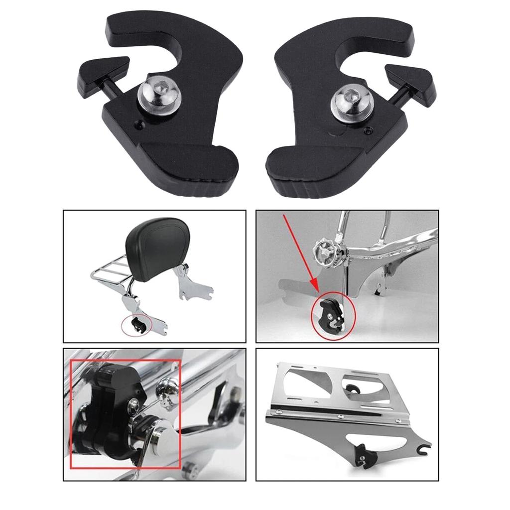 1 Pair Motorcycle Backrest Detachable Locking Latch Kit for 883 CNC Aluminum Rotary Sissy Bar Luggage Rack Latches Clips