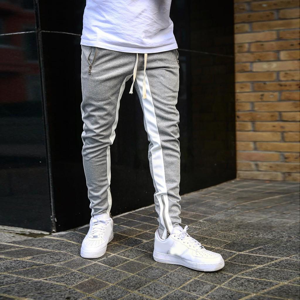 Men's Leg Zipper Color Remote Leisure Pants Fashionable Sports Pants