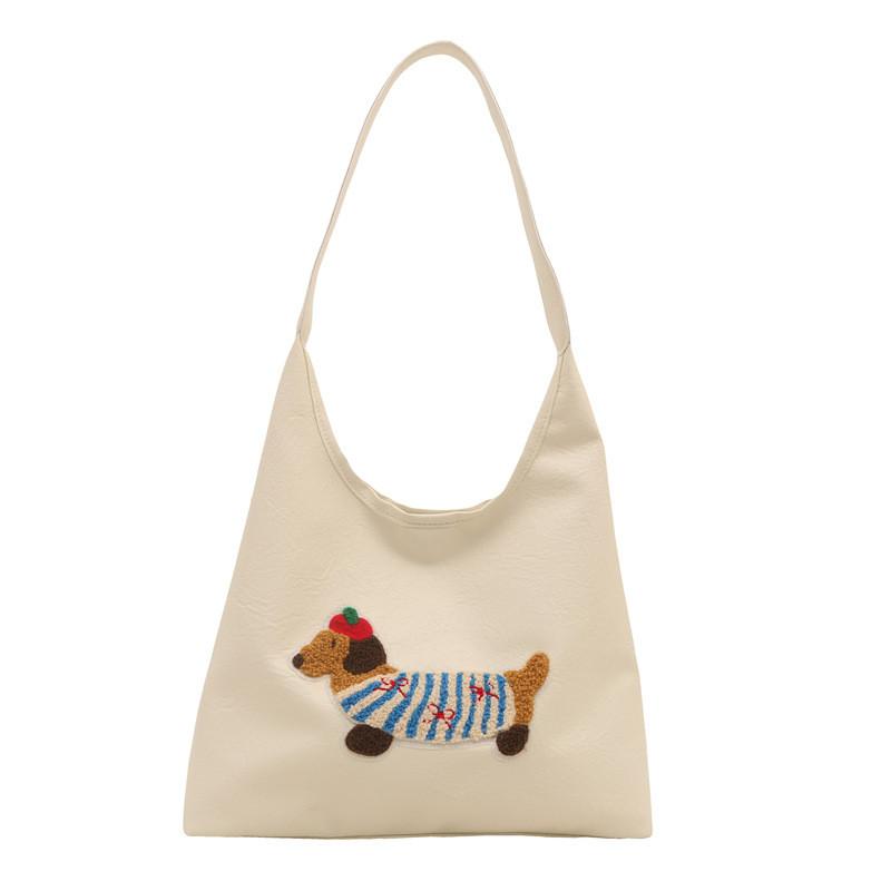 Stylish Large Capacity Tote Bag For Women With Cute Cartoon Design In Black White And Coffee Colors