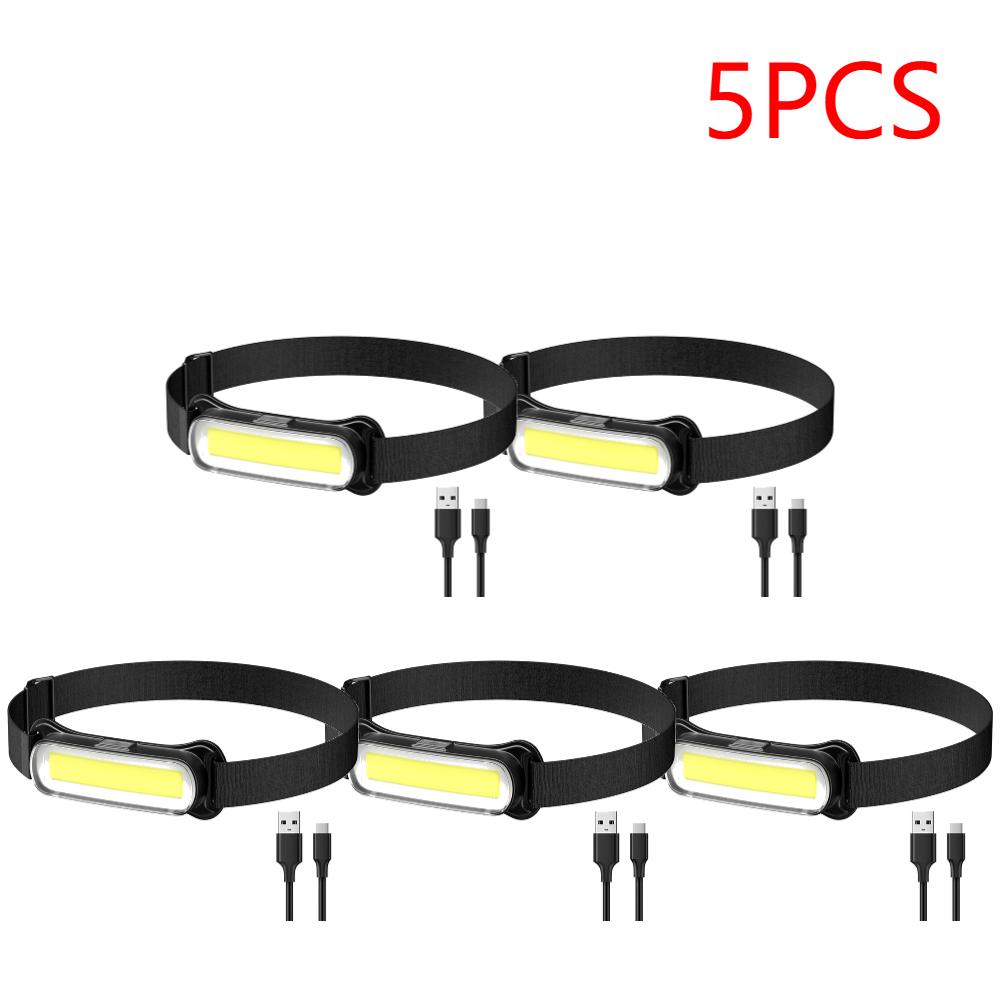 2-10PCS USB LED Headlamp 3 Modes Flashlight Waterproof Head Light Adjustable Headband for Camping Fishing Running Biking