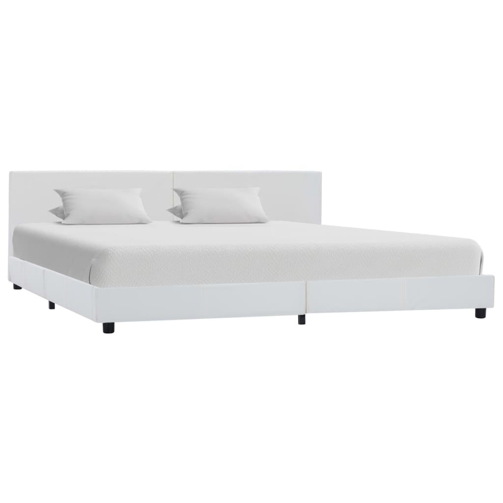 Bed Frame White Faux Leather 180 x 200 cm