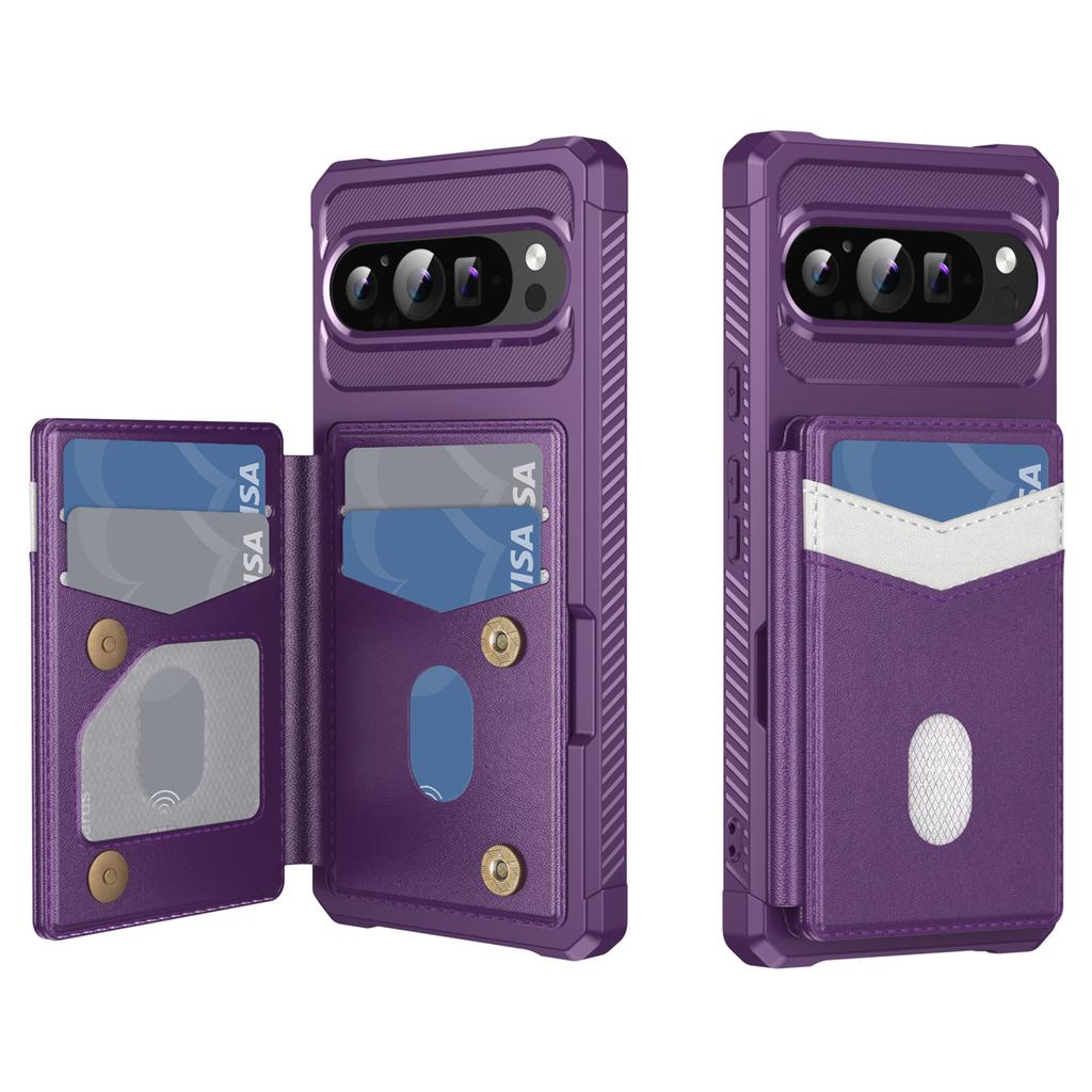 For Google Pixel 10/Pixel 10 Pro Case RFID Blocking Card Slot Kickstand Leather + TPU Phone Cover