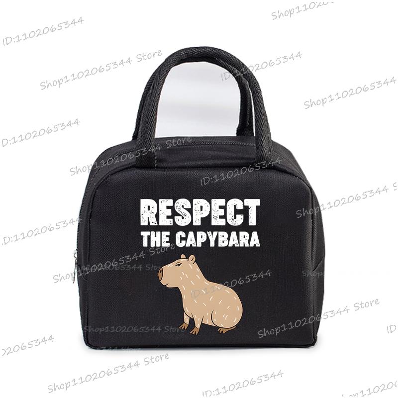 Kawaii Capybara Design Brotdose Aufbewahrungstasche Damen Cartoon Capybara Druck Tragbare Bento Taschen Tier Capybara Liebhaber Lunchtaschen