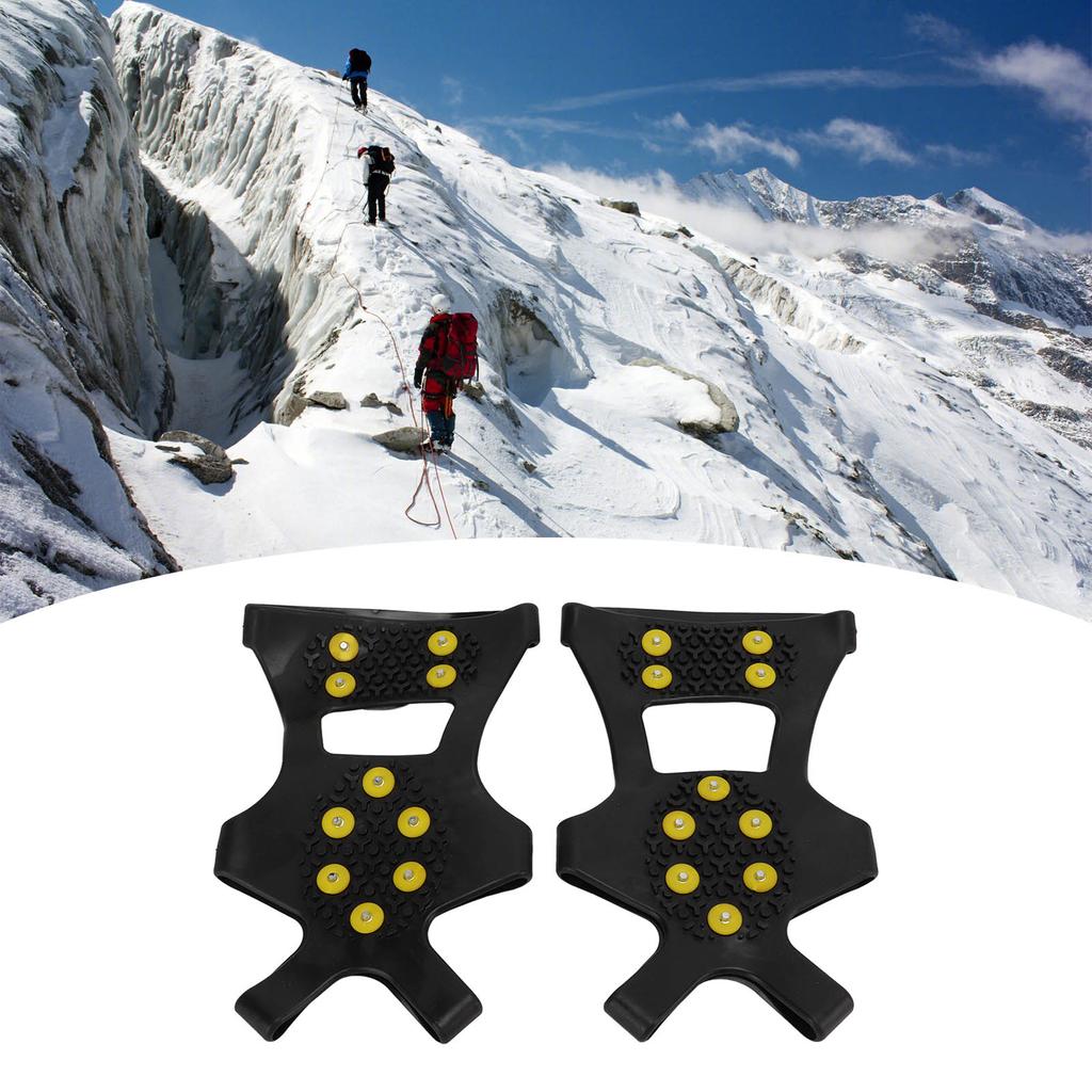 1pair 10 Spikes Ice Snow Grips Anti Slip Ice Traction Clts Walk Traction Clts for Shoes Boots Walking Hiking Climbing