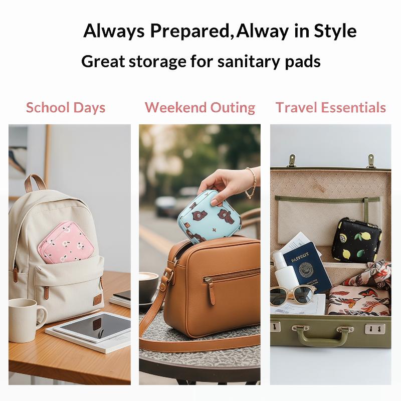 Women Sanitary Napkin Tampon Storage Bag Portable Waterproof Organizer Pouch Cartoon Pattern Sanitary Napkin Bag