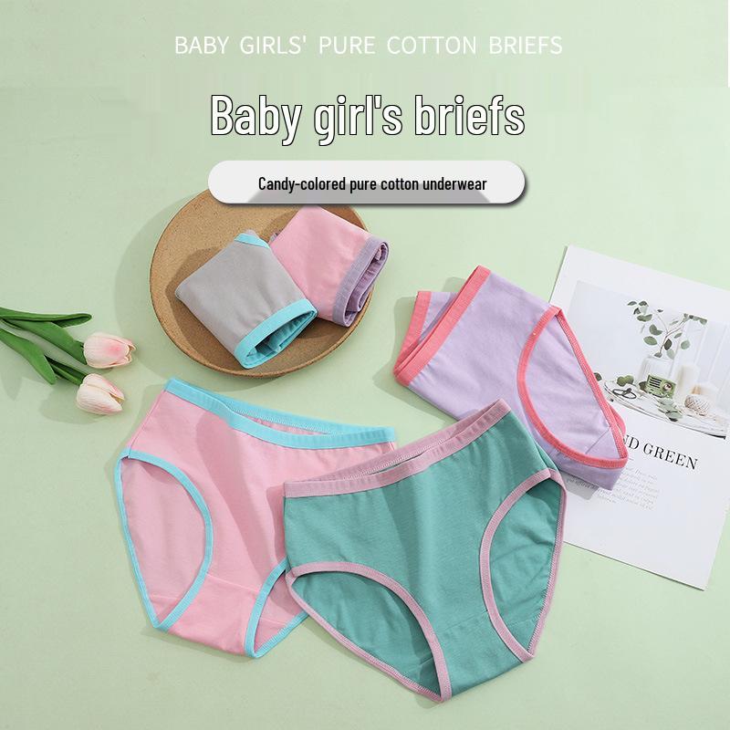 Available: Candy Color Breathable Girls' Triangle Briefs – Comfortable, Solid Color Underwear That Doesn't Pinch