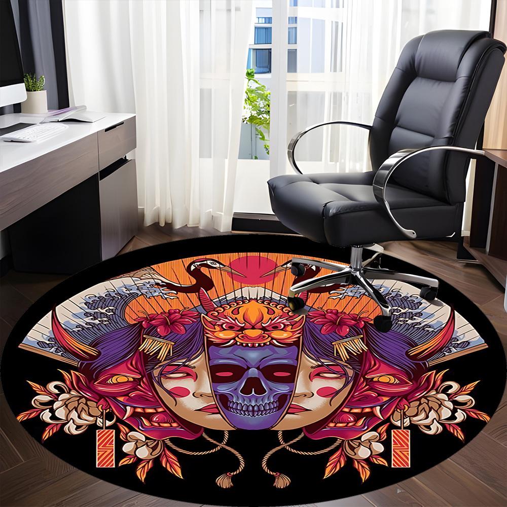 1PC Traditional Design Office Round Rug, Non slip, Soft and Durable Office Rug for Interior Decoration, Perfect for Office