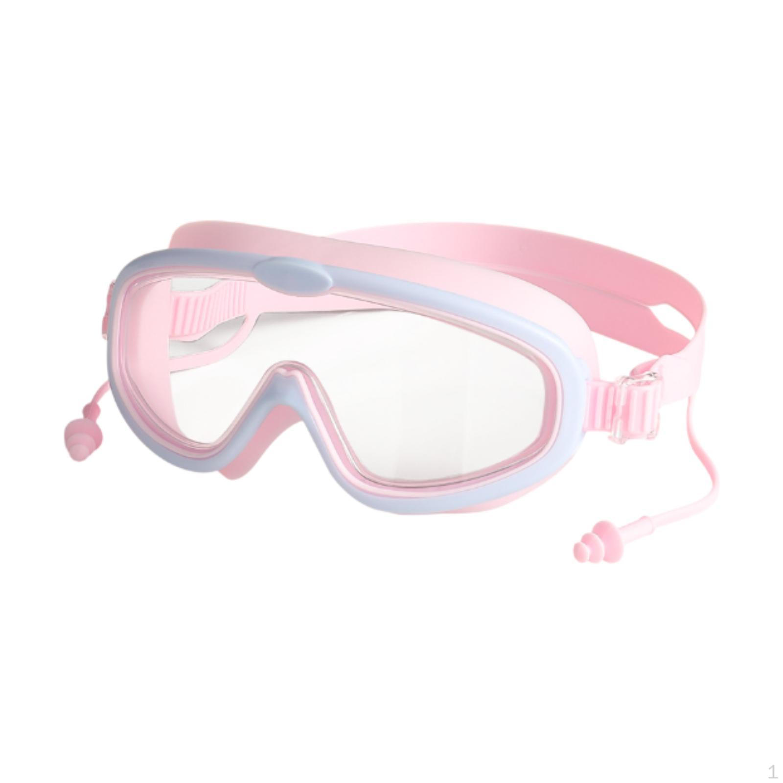 

Детские очки для плавания, детские летние очки для активного отдыха, широкий обзор, регулируемый силиконовый ремешок, большая оправа Pink and Purple