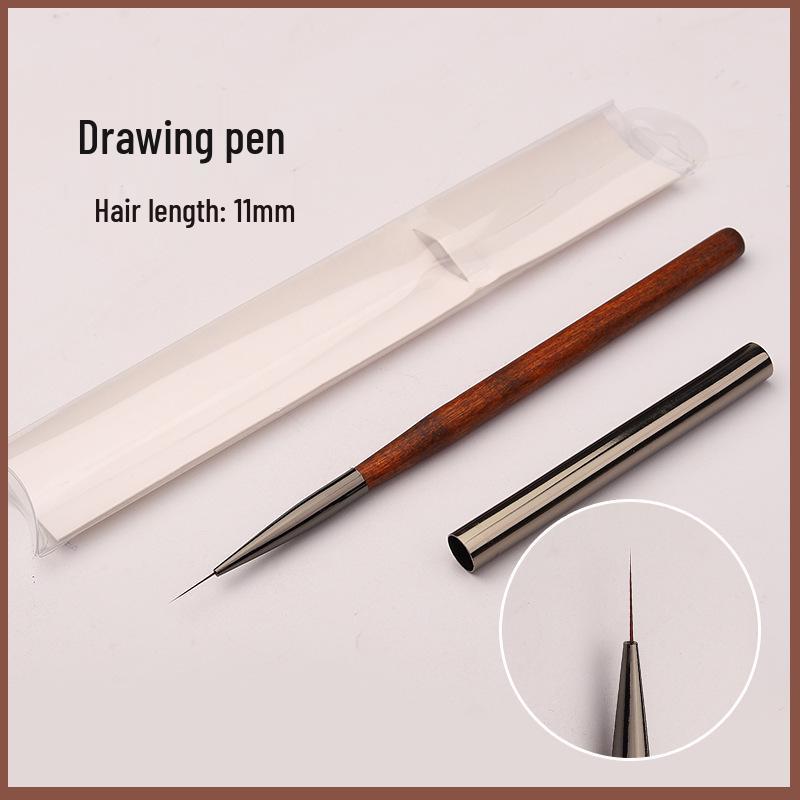 Sandalwood Nail Art Brush Set: Liner, Round & Flat Head for Gradient & Lace Designs
