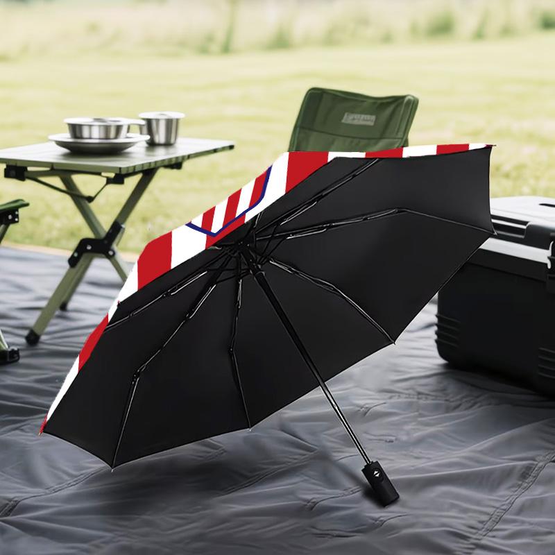 Atletico Madrid Crest Automatic Folding Umbrella - 8-Rib Travel Umbrella with Auto Open/Close & Portable Gifts for holidays or birthdays