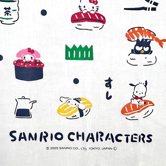 Nomura Towel Sanrio Characters Made In Japan Japanese Pattern Tenugui Sushi Cinnamoroll 34×90cm 100%