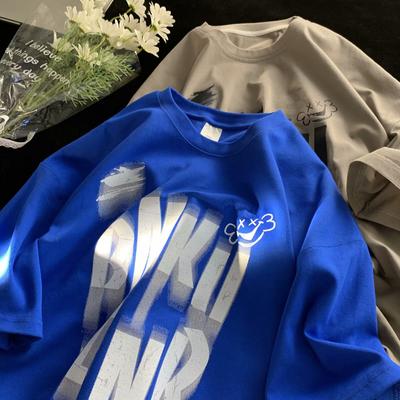 Short Sleeve T-shirt Men's Fashion Brand Summer Loose Half Sleeve 2024 New Internet Celebrity Fashion Ins Simple Printed Top